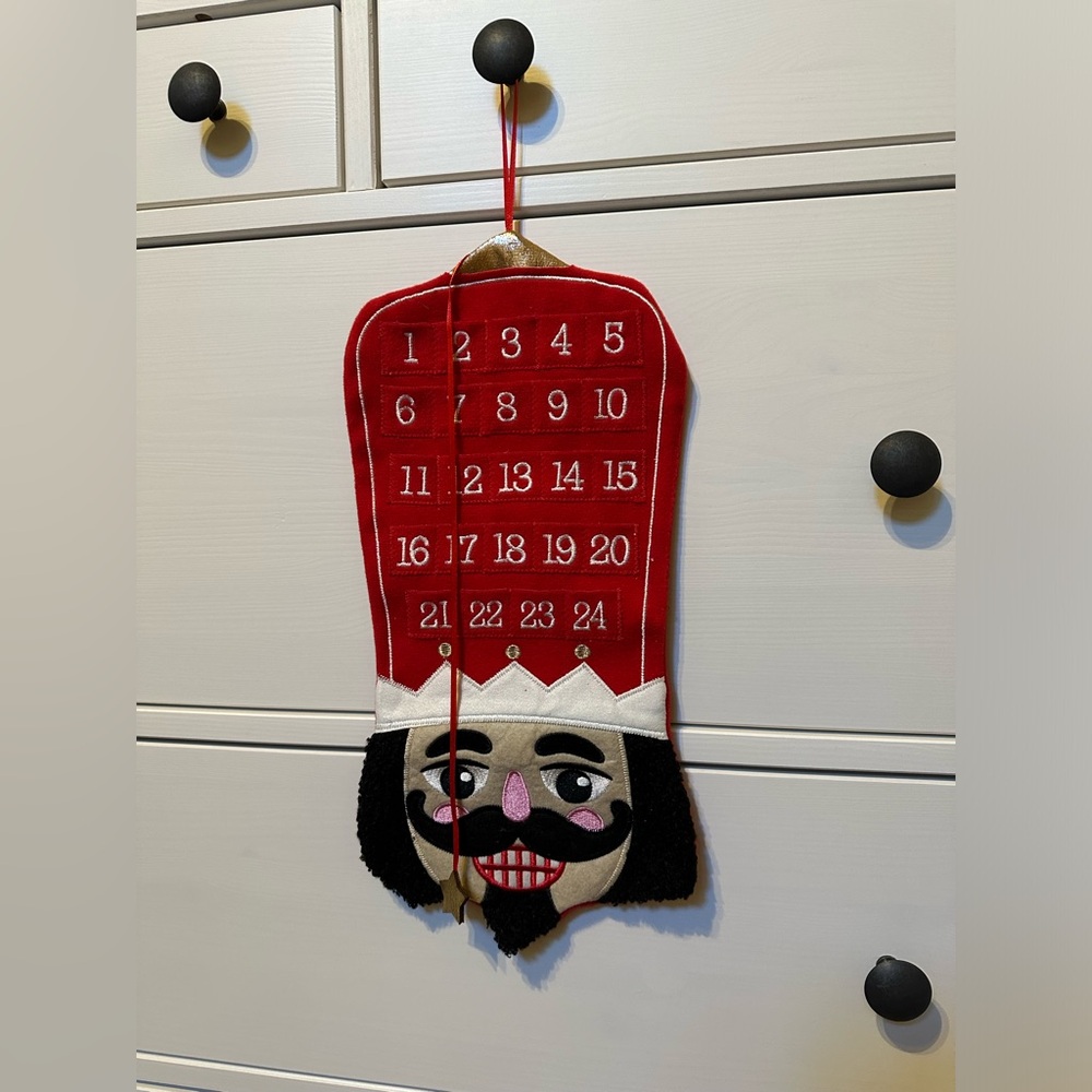 Red Cloth Nutcracker Christmas Countdown Calendar